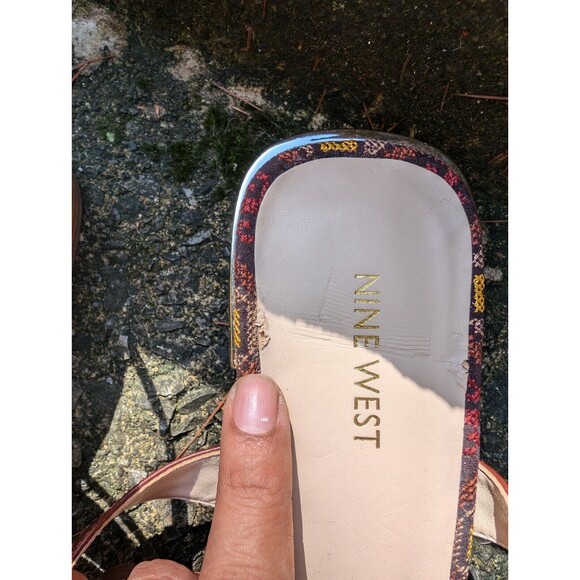 Nine West Shoes Women SZ 8.5 Cognac Yesta Leather Strappy Boho Sandals - Picture 4 of 9